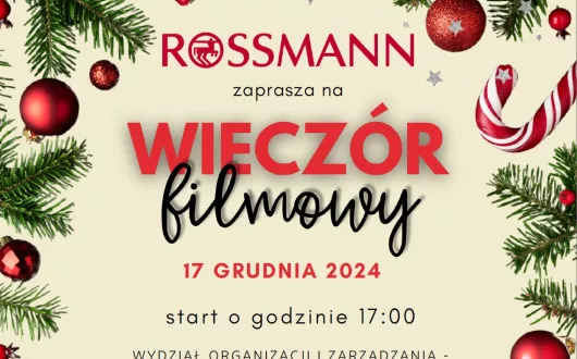 plakat zaproszenie na wieczór filmowy