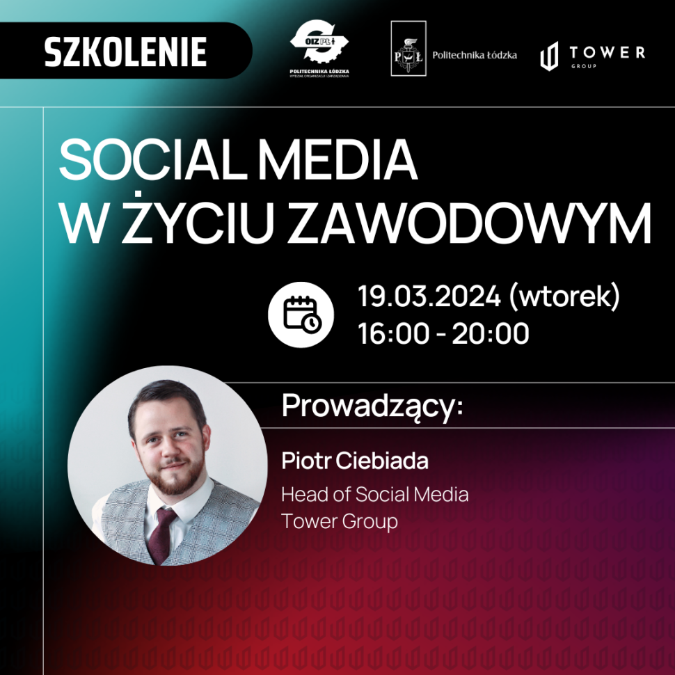 plakat Social media w życiu zawodowym