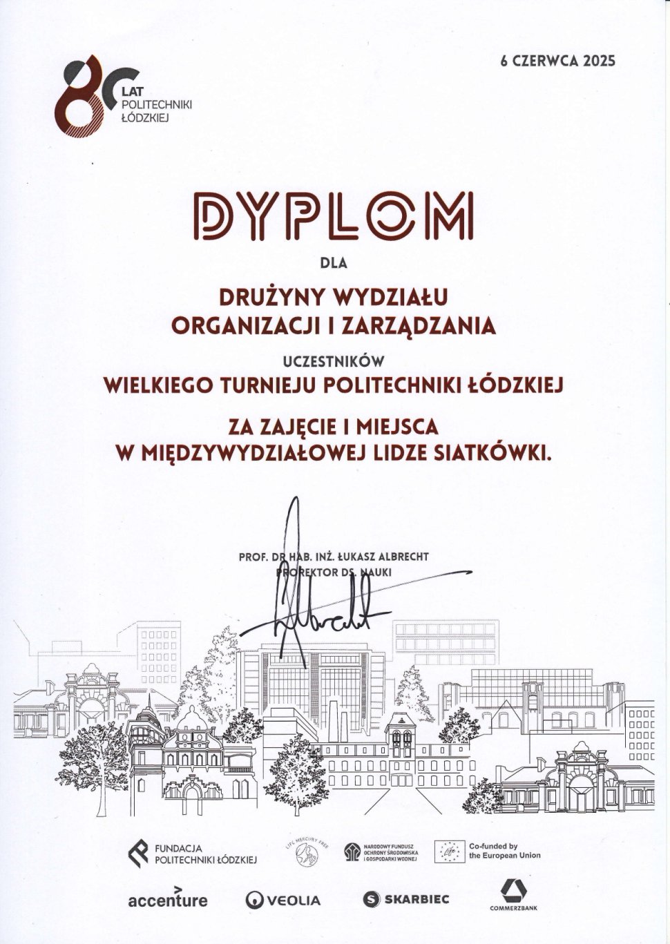 siatkowka dyplom I miejsce OiZ