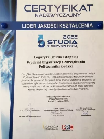 certyfikat studia z przyszloscia