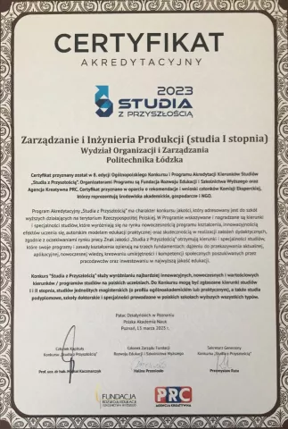 Certyfikat Studia z Przyszłością ZiIP