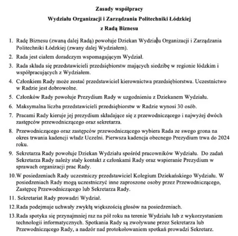 zasady współpracy